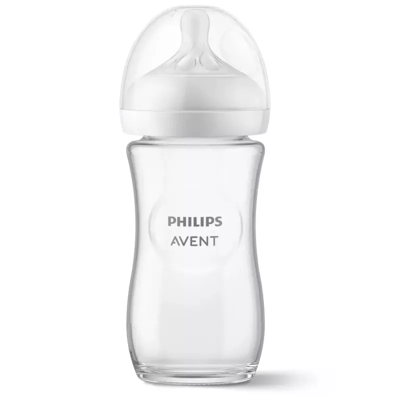 Philips AVENT Natural Response stiklinis kūdikių buteliukas 240 ml, vidutinio srauto žindukas, nuo 1 mėn.