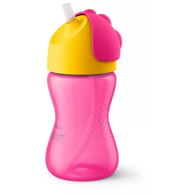 Philips Avent gertuvė su lanksčiu šiaudeliu, 300 ml, 12m+, rožinė