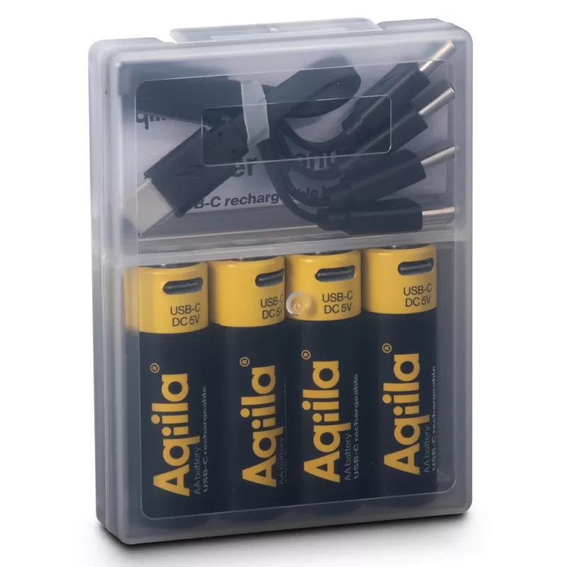 AQIILA USB-C įkraunamos AA ličio jonų baterijos, 1,2V, 4 vnt. (AQ200AA367C4)