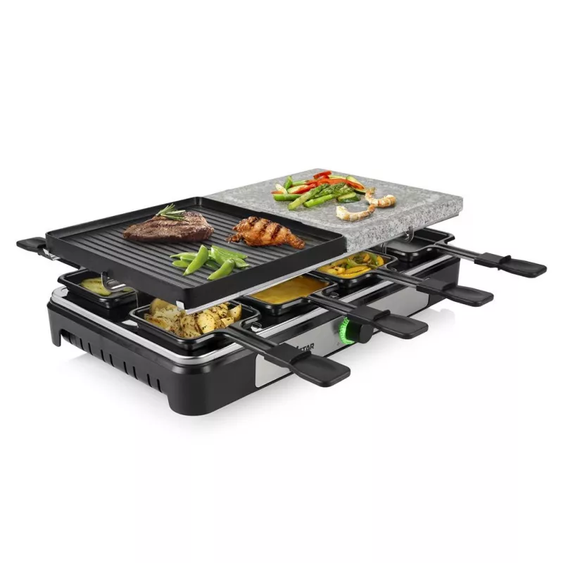 Tristar RA-2747 Raclette su nepridegančia danga, indikatorine lempute, grilio funkcija, juodas, akmuo