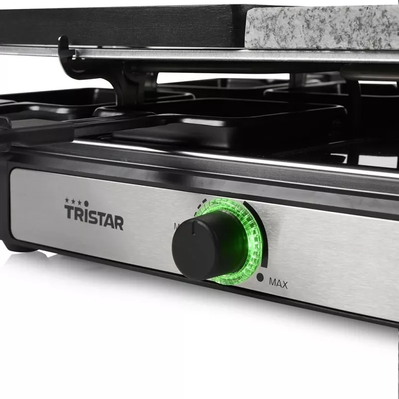 Tristar RA-2747 Raclette su nepridegančia danga, indikatorine lempute, grilio funkcija, juodas, akmuo