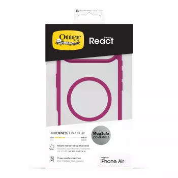 OtterBox React Series nugarėlės dangtelis Apple iPhone Air - suderinamas su MagSafe - Rose Crystal (rožinis/permatomas) 77-98614