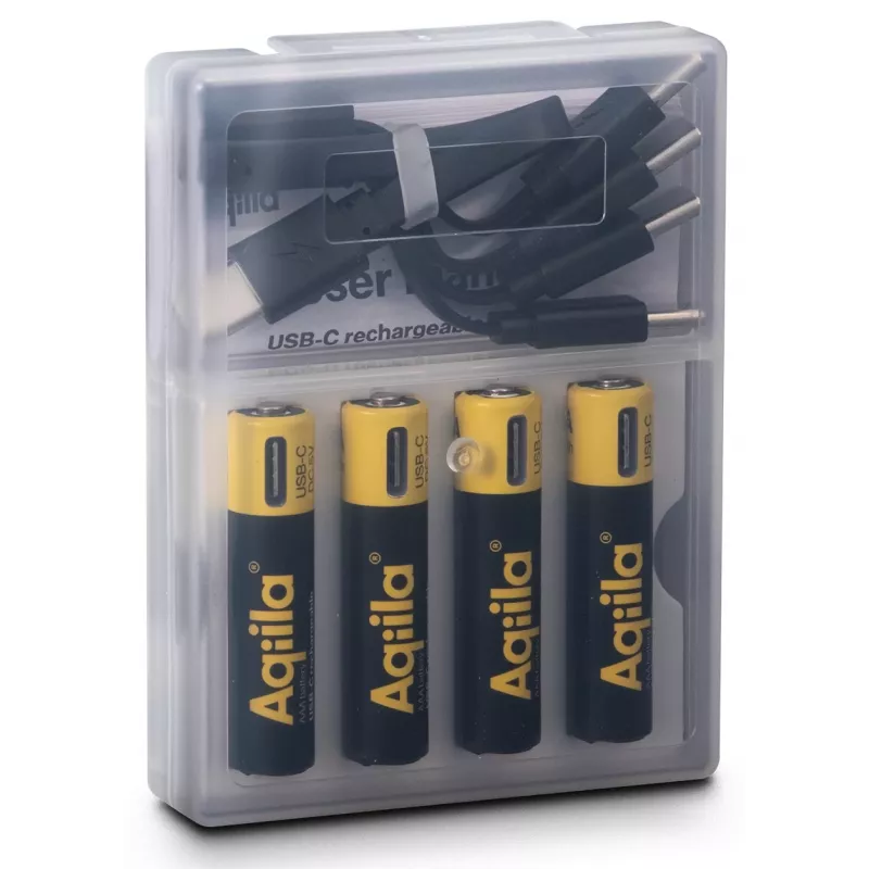 AQIILA AAA NiMH akumuliatoriai su USB-C, 1,2 V, 600 mAh, 4 vnt. AQ60AAA374C4