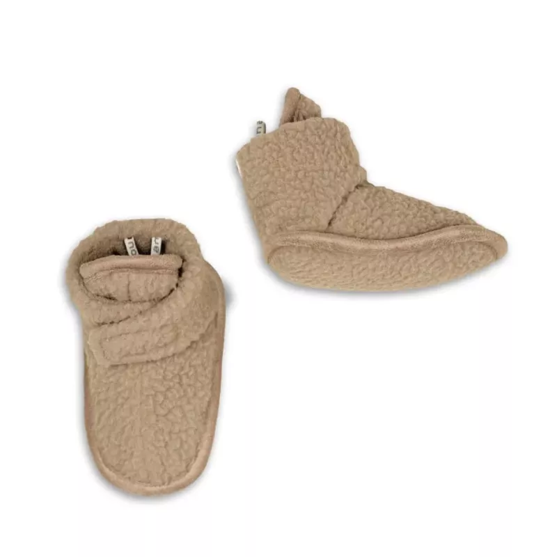 Lodger Teddy kūdikių šlepetės, smėlio spalvos, 12-18 mėnesių, neslystančiu padu, minkštas pliušas
