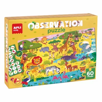 AGIPA Junior Observation Puzzle The Savanna, 60 dalių, kartoninė dėžutė, 4+ metų 19221