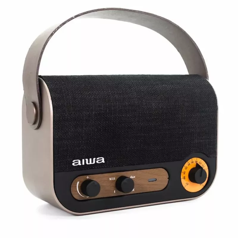 AIWA RBTU-600 nešiojamas Bluetooth radijas su FM, USB, AUX-in, MicroSD, įkraunama baterija
