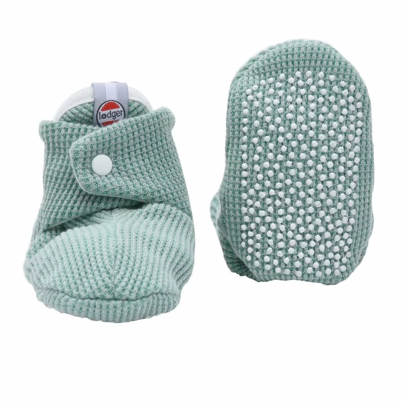 Lodger Slipper Ciumbelle medvilniniai šlepetės, 3-6 mėn., šiltos žalios spalvos