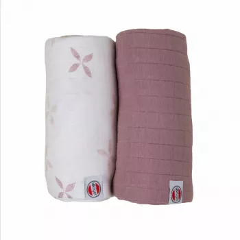 Lodger Swadler Solid Matcha medvilniniai vystyklai, Powder Rose, 110x110 cm, 2 vnt.