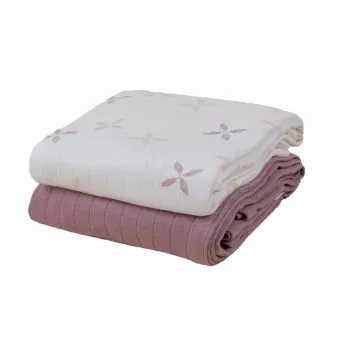 Lodger Swadler Solid Matcha medvilniniai vystyklai, Powder Rose, 110x110 cm, 2 vnt.