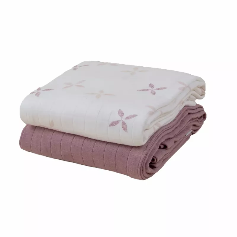 Lodger Swadler Solid Matcha medvilniniai vystyklai, Powder Rose, 110x110 cm, 2 vnt.