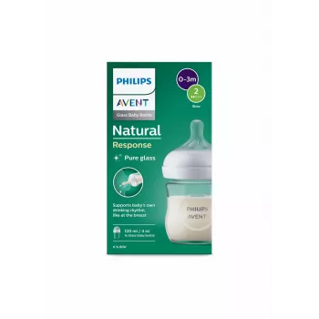 Philips Avent Natural Response stiklinis kūdikio buteliukas 125 ml su naujagimio čiulptuku, 0m+