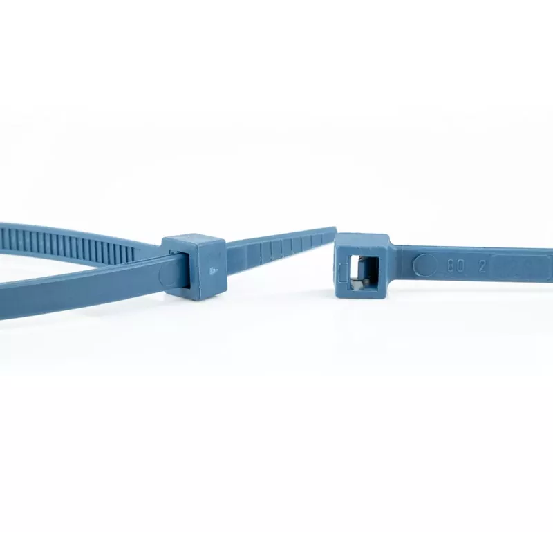 WKK 15032671 Metalu aptinkami mėlyni laidų raiščiai 100 mm x 2,5 mm, 100 vnt. paketas