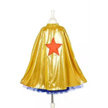 Souza! superherojės kostiumas su apsiaustu, rožinis/auksinis/mėlynas, 5-7 metai (116-128 cm)