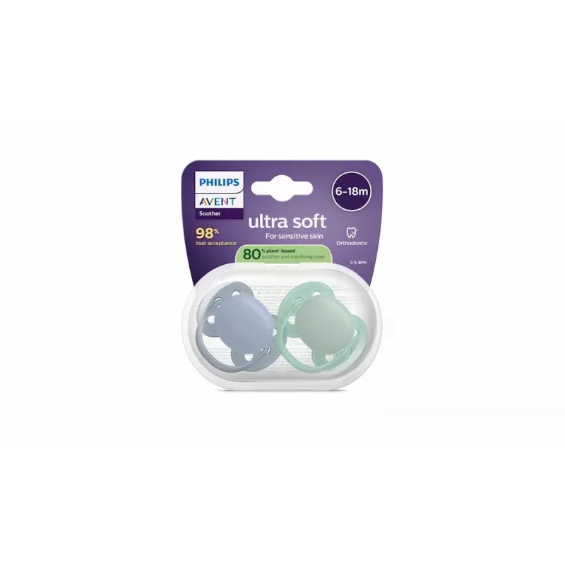 Philips Avent Ultra Soft čiulptukas 6-18 mėnesių, 2 vnt., berniukui