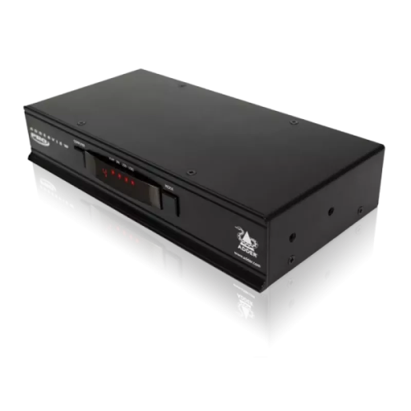 Adder ADDERView 4 PRO DVI KVM / garso / USB perjungiklis - 4 prievadai, 1 vietinis naudotojas, montuojamas į stelažą AV4PRO-DVI-IEC