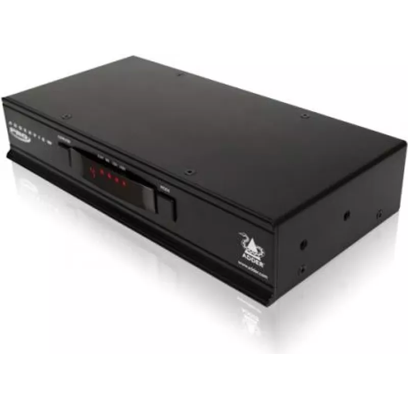 Adder ADDERView 4 PRO DVI KVM / garso / USB perjungiklis - 4 prievadai, 1 vietinis naudotojas, montuojamas į stelažą AV4PRO-DVI-IEC