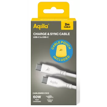 AQIILA Cablebird CS12 USB-C į USB-C įkrovimo ir sinchronizavimo kabelis 2m 60W juodas AQCBPBIC2SI829