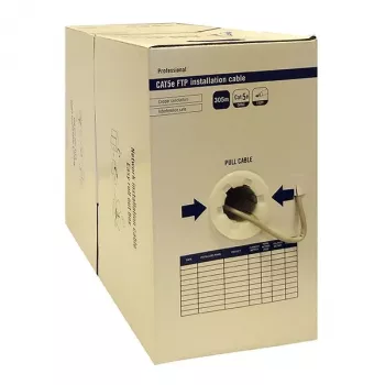 DSIT Alfaco Cat5e F/UTP kietosios gyslos tinklo kabelis 305m ritėje, pilkas, LSZH, Eca