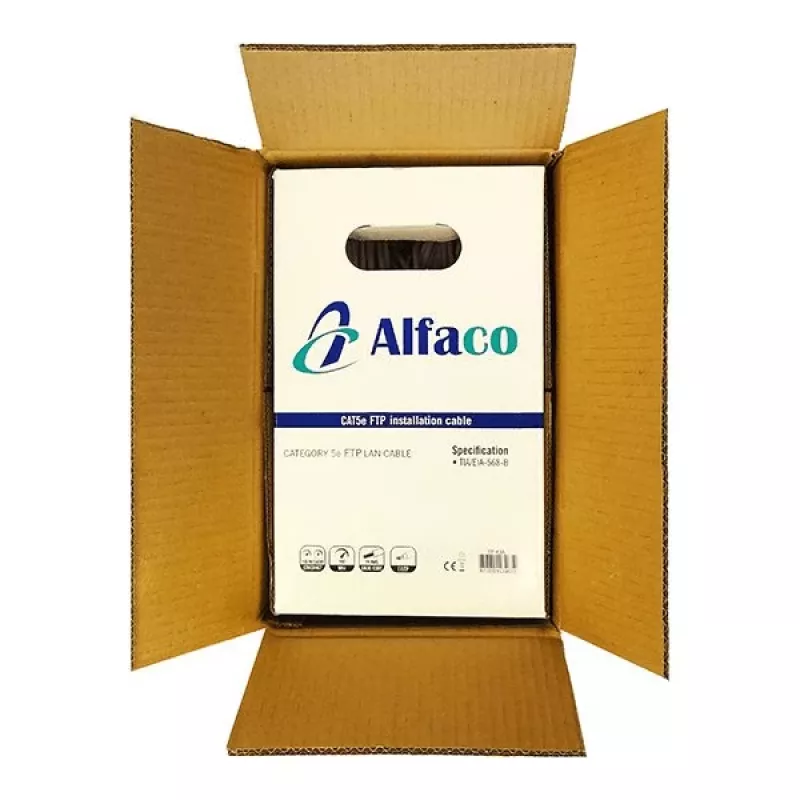 DSIT Alfaco Cat5e F/UTP kietosios gyslos tinklo kabelis 305m ritėje, pilkas, LSZH, Eca