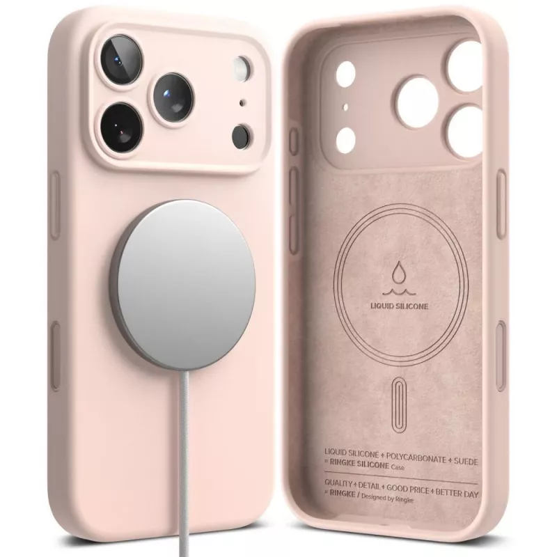 Ringke Silicone Magnetic MagSafe dėklas iPhone 18 Pro Max - Pink Sand