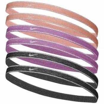 Nike Swoosh Sport Metallic plaukų raišteliai, 6 vnt. – persikų, rožinės, pilkos spalvos