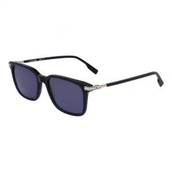 Lacoste L6035S-410 vyriški stačiakampiai akiniai nuo saulės, mėlyni rėmeliai, pilki stiklai, 53 mm
