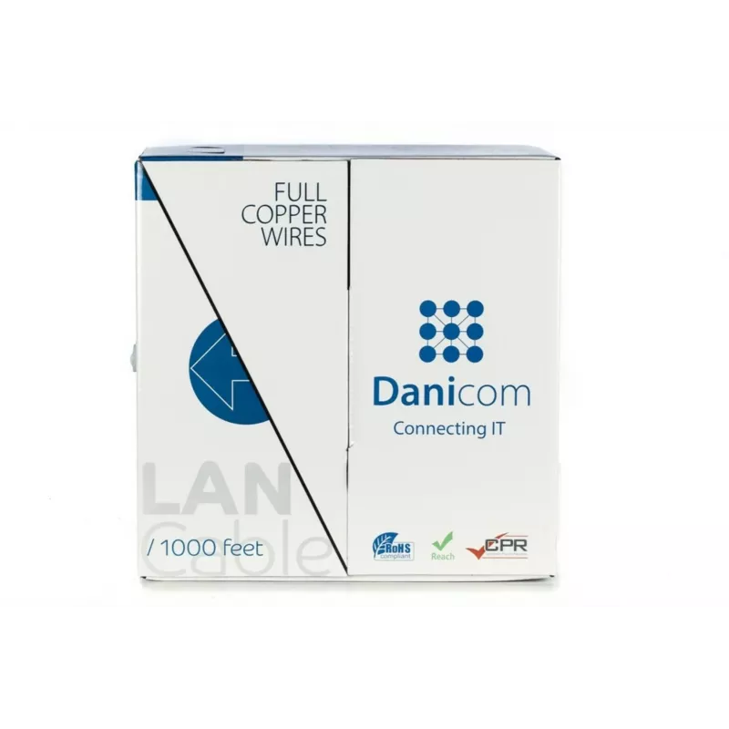 DSIT DANICOM CAT5E UTP 305m PVC (Fca) tinklo kabelis ritėje DC-UTP5E-305-FCA