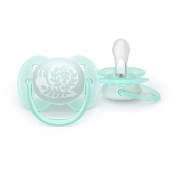 Philips Avent Ultra Soft DECO žindukas 0-6 mėn., 2 vnt., silikoninis, be BPA, su sterilizavimo dėkleliu