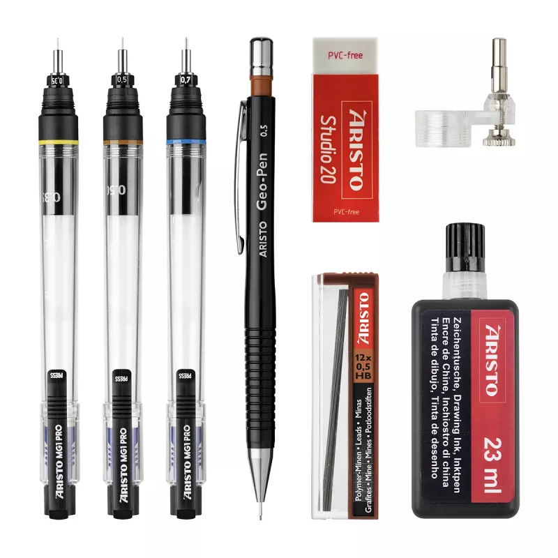 ARISTO mg1 pro Studio techninio piešimo pieštukų rinkinys juodas (AR64150)