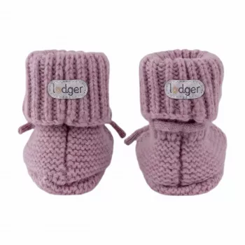 Lodger Slipper merino vilnos kūdikių šlepetės, rausvos (mauve), 0-6 mėn.