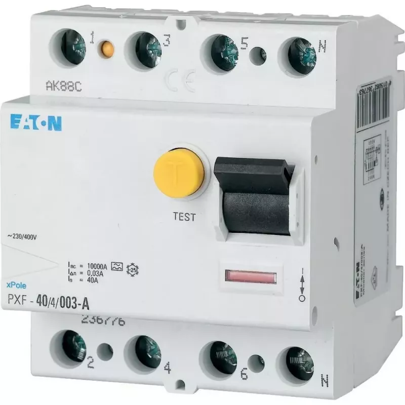 EATON PXF-63/4/03-B liekamosios srovės automatinis jungiklis, 63A, 4 polių, 300mA, B tipo 300303