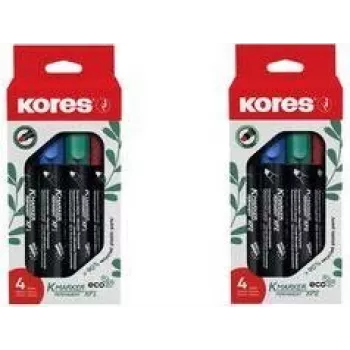 Kores ECO XP1 permanentiniai žymekliai, apvalus antgalis, 3 mm, įvairių spalvų, 4 vienetų rinkinys M20764