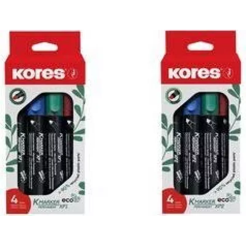 Kores ECO XP1 permanentiniai žymekliai, apvalus antgalis, 3 mm, įvairių spalvų, 4 vienetų rinkinys M20764