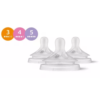 Philips Avent Natural Response silikoniniai čiulptukai buteliukams (3 vnt., Flow 3, nuo 1 mėn.)