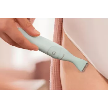 PHILIPS Essential Bikini Trimmer BRT398/15, saugus skutimasis jautrioms vietoms, šlapias ir sausas, 3 ilgio nustatymai, maitinamas baterija, baltas su rožiniais akcentais
