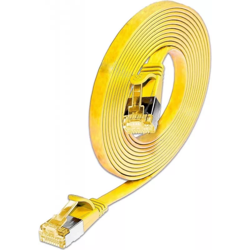 Wirewin Cat6A Slim Ethernet tinklo kabelis U/FTP plokščias geltonas 1m 10Gbps PKW-STP-SLIM-K6A 1.0 GE