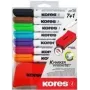 Kores Whiteboard Marker Set, 7 markeriai + trintukas, apvalus antgalis, 3,0 mm, greitai džiūstantys, įvairių spalvų (M20866)
