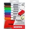 Kores Whiteboard Marker Set, 7 markeriai + trintukas, apvalus antgalis, 3,0 mm, greitai džiūstantys, įvairių spalvų (M20866)