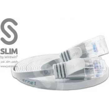 Wirewin Triotronik PKW-SLIM-KAT6 20.0 WS - 20m baltas Cat6 U/UTP plonas Ethernet tinklo kabelis, RJ45 male to male, Gigabit