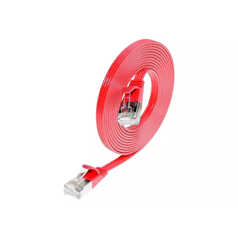 Wirewin SLIM S6 01 RT – Cat.6 SLIM tinklo kabelis, STP(PIMF), 0,1 m, raudonas PKW-STP-SLIM-KAT6 0.1 RT