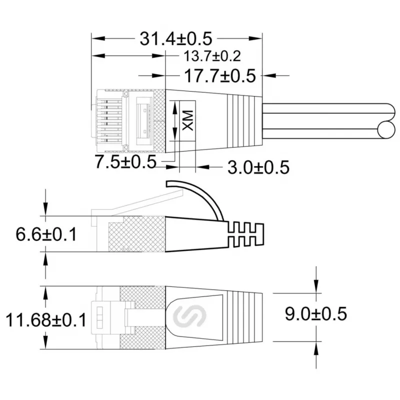 Wirewin Triotronik Cat6 U/FTP plonas tinklo kabelis, 0,5 m, violetinis PKW-STP-SLIM-KAT6 0.5 VT