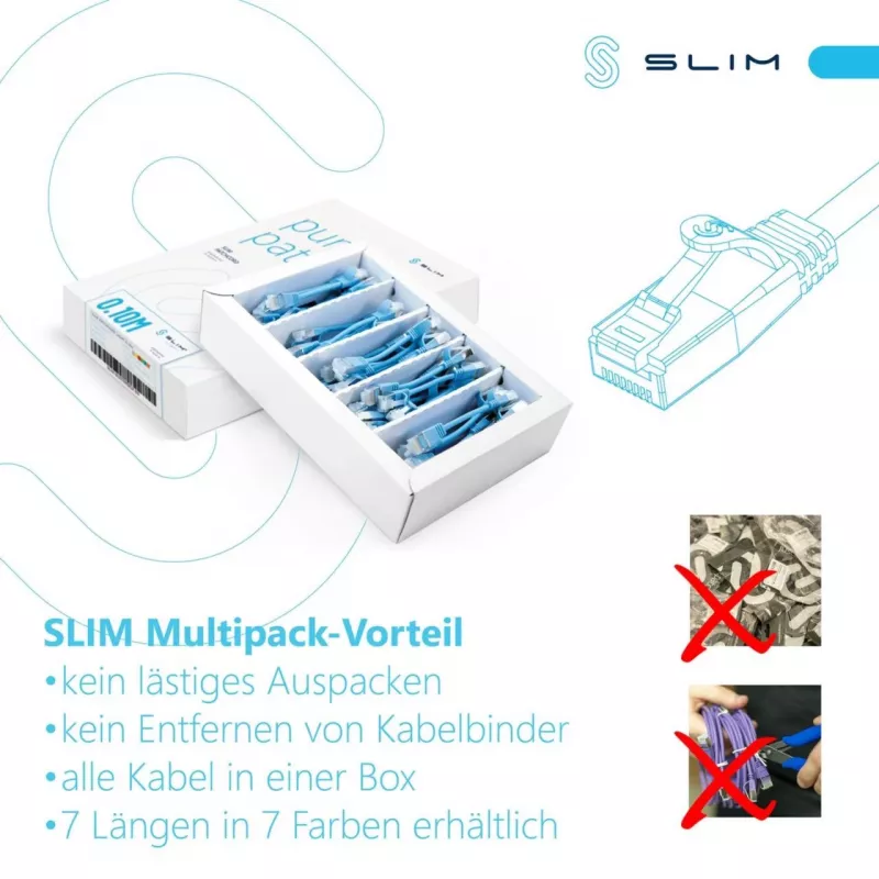 Wirewin SLIM KAT6A 10 Gigabit Light Patch Cable, 0,25m, U/FTP, Ø 3,8mm, geltonas, 50 vnt. paketas (SLIM-LS-K6A 0.25 YE 50)