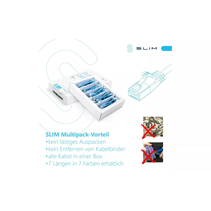 Wirewin SLIM-LS-K6A 0.25 OR 50 Cat6a U/FTP plonas Ethernet tinklo kabelis, 0,25 m, oranžinis, 50 vnt. paketas