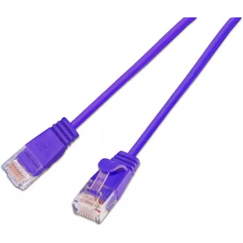 Wirewin SLIM KAT6A 10 Gigabit šviesus tinklo kabelis, apvalus, U/UTP, Ø 3,6 mm, violetinis, 0,5 m SLIM-L-UU-K6A 2.0 VT