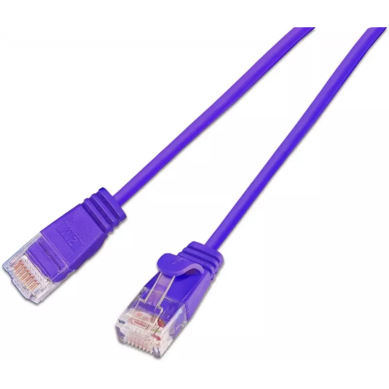 Wirewin SLIM KAT6A 10 Gigabit šviesus tinklo kabelis, apvalus, U/UTP, Ø 3,6 mm, violetinis, 0,5 m SLIM-L-UU-K6A 2.0 VT