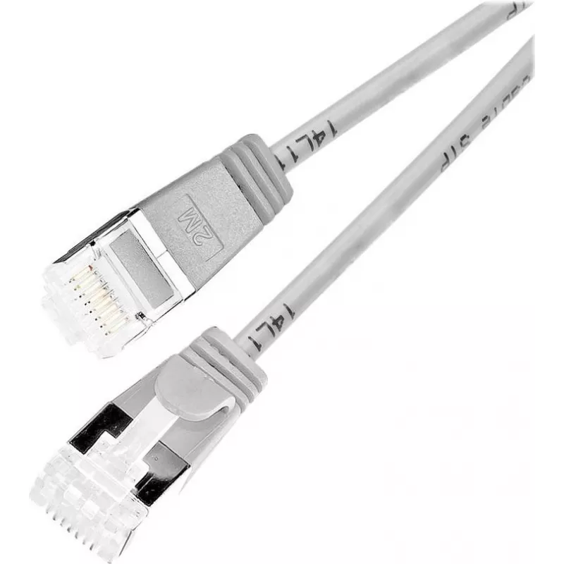 Wirewin Lightpatch Cable Round U/FTP Cat 6a pilkas 0,1m plonas lankstus PoE PKW-LIGHT-STP-K6A 0.1