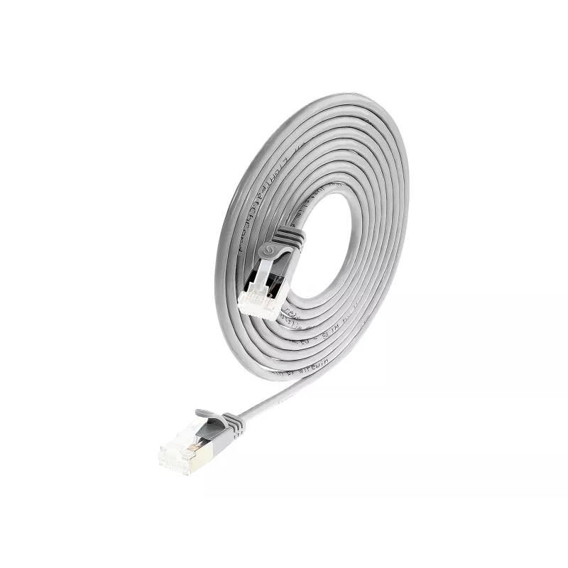 Wirewin Lightpatch Cable Round U/FTP Cat 6a pilkas 0,1m plonas lankstus PoE PKW-LIGHT-STP-K6A 0.1