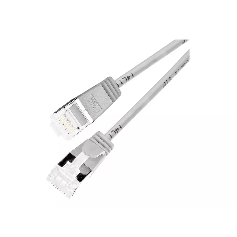 Wirewin Lightpatch Cable Round U/FTP Cat 6a pilkas 0,1m plonas lankstus PoE PKW-LIGHT-STP-K6A 0.1