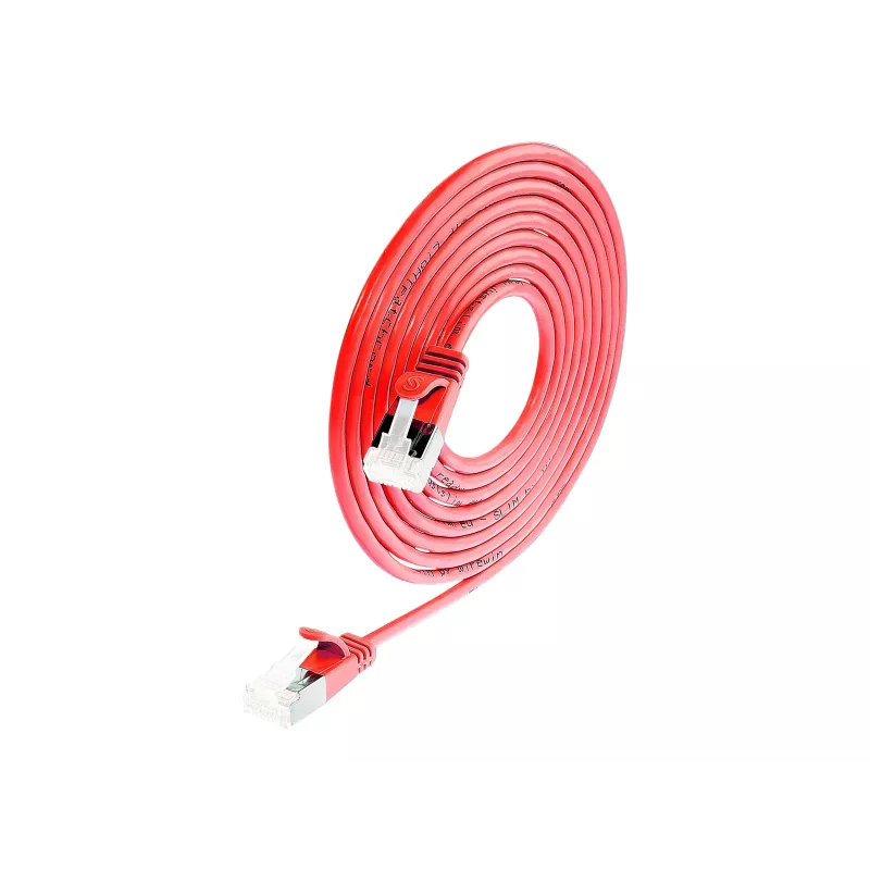 Wirewin Light tinklo kabelis U/FTP Cat 6a raudonas 0,1m plonas lankstus PoE PKW-LIGHT-STP-K6A 0.1 RT