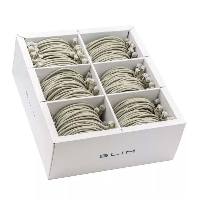Wirewin SLIM KAT6A 10 Gigabit šviesus pataisymo kabelis, 0,5 m, U/FTP, Ø 3,8 mm, pilkas, 90 vienetų paketas (SLIM-LS-K6A 0.5 90)